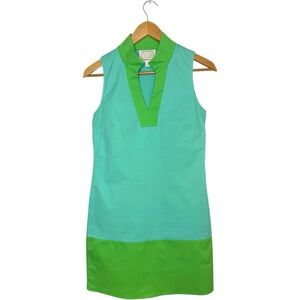 Sail to Sable Classic Colorblock Sleeveless Shift Dress green and blue Xs